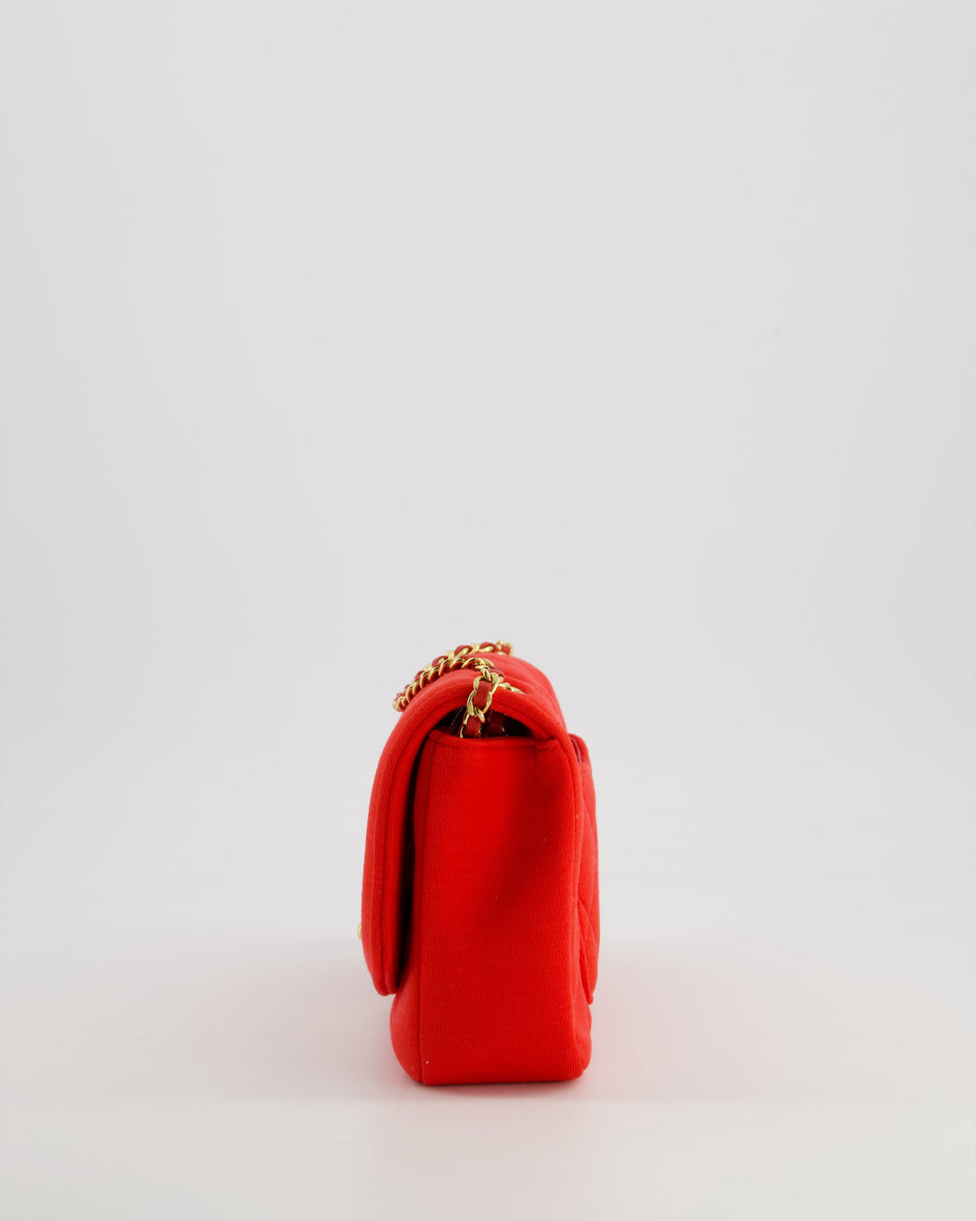 *RARE* Top Quality Chanel Red Jersey Small Diana Flap Bag in with Gold Hardware