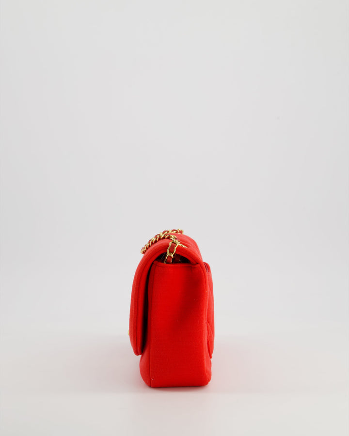 *RARE* Top Quality Chanel Red Jersey Small Diana Flap Bag in with Gold Hardware
