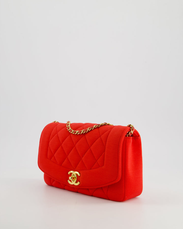 *RARE* Top Quality Chanel Red Jersey Small Diana Flap Bag in with Gold Hardware