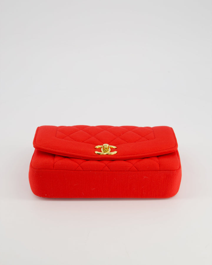 *RARE* Top Quality Chanel Red Jersey Small Diana Flap Bag in with Gold Hardware