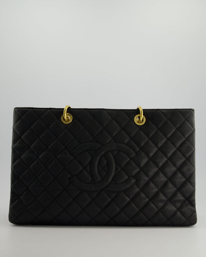 *RARE SIZE* Top Quality Chanel Large Black Grand Shopper Tote Bag in Caviar Leather with Gold Hardware