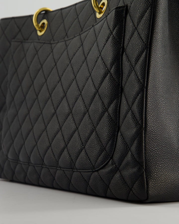 *RARE SIZE* Chanel Large Black Grand Shopper Tote Bag in Caviar Leather with Gold Hardware