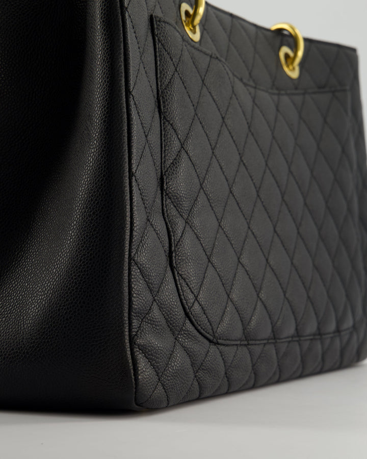 *RARE SIZE* Top Quality Chanel Large Black Grand Shopper Tote Bag in Caviar Leather with Gold Hardware