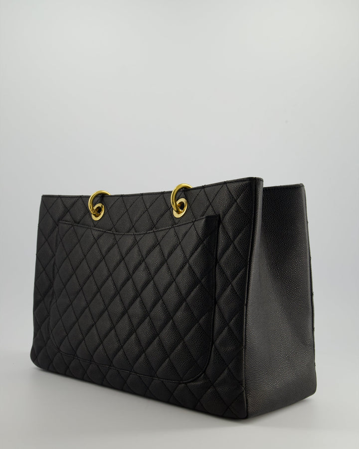 *RARE SIZE* Top Quality Chanel Large Black Grand Shopper Tote Bag in Caviar Leather with Gold Hardware