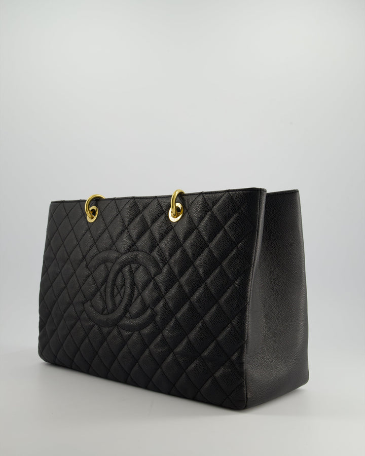 *RARE SIZE* Top Quality Chanel Large Black Grand Shopper Tote Bag in Caviar Leather with Gold Hardware