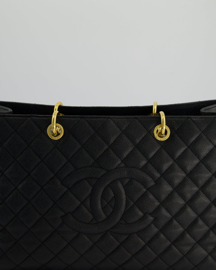 *RARE SIZE* Top Quality Chanel Large Black Grand Shopper Tote Bag in Caviar Leather with Gold Hardware
