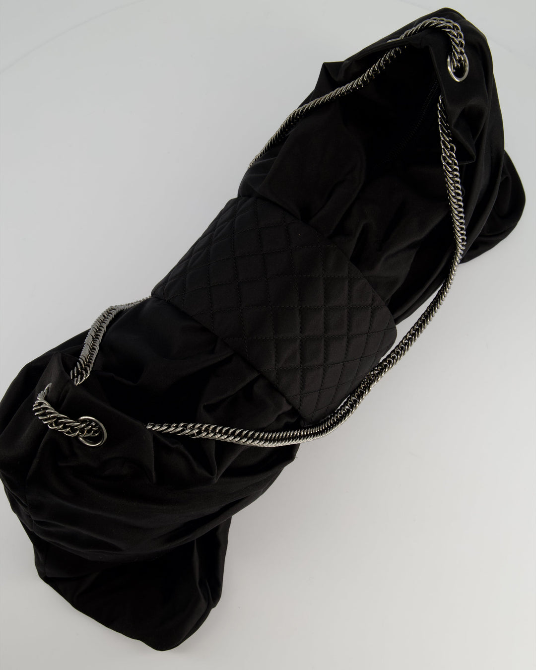 Top Quality Chanel Black Large Satin Bow Reissue Shoulder Bag with Quilted Flap Detail and Silver Hardware