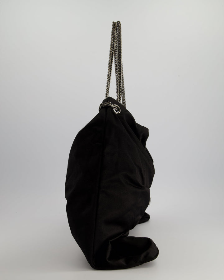 Top Quality Chanel Black Large Satin Bow Reissue Shoulder Bag with Quilted Flap Detail and Silver Hardware