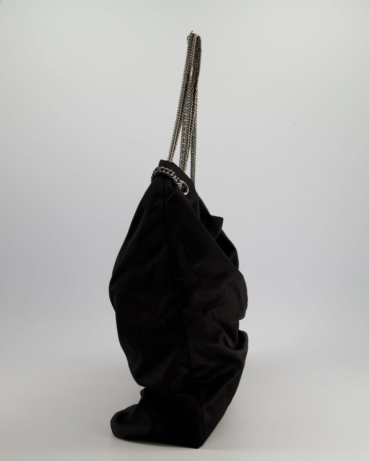 Top Quality Chanel Black Large Satin Bow Reissue Shoulder Bag with Quilted Flap Detail and Silver Hardware