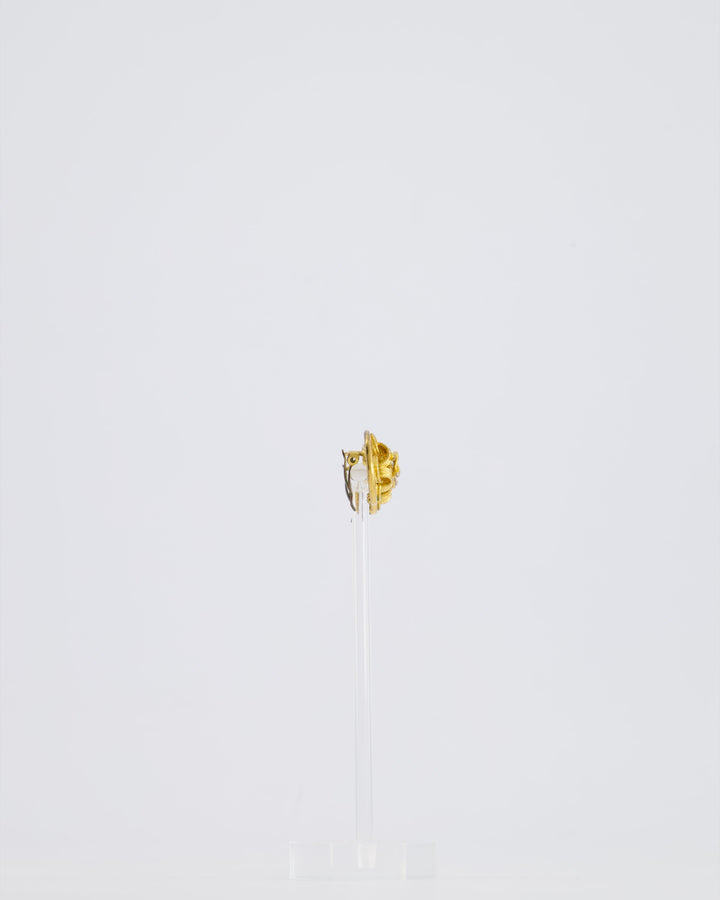 *HOT* Chanel Gold Round Knotted CC Logo Earrings
