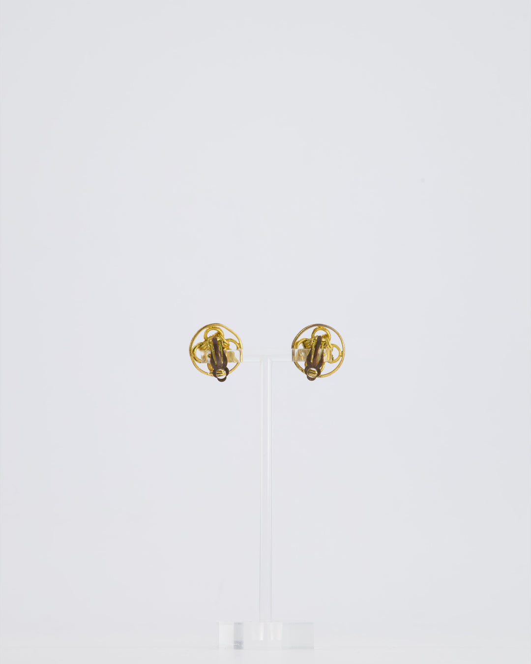 *HOT* Top Quality Chanel Gold Round Knotted CC Logo Earrings