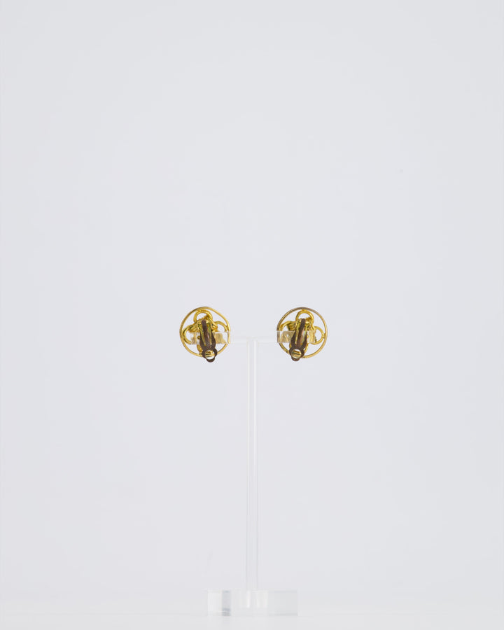 *HOT* Top Quality Chanel Gold Round Knotted CC Logo Earrings