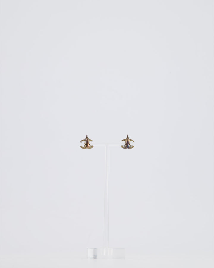 *HOT* Top Quality Chanel Ruthenium and Black Enamel CC Logo Earrings