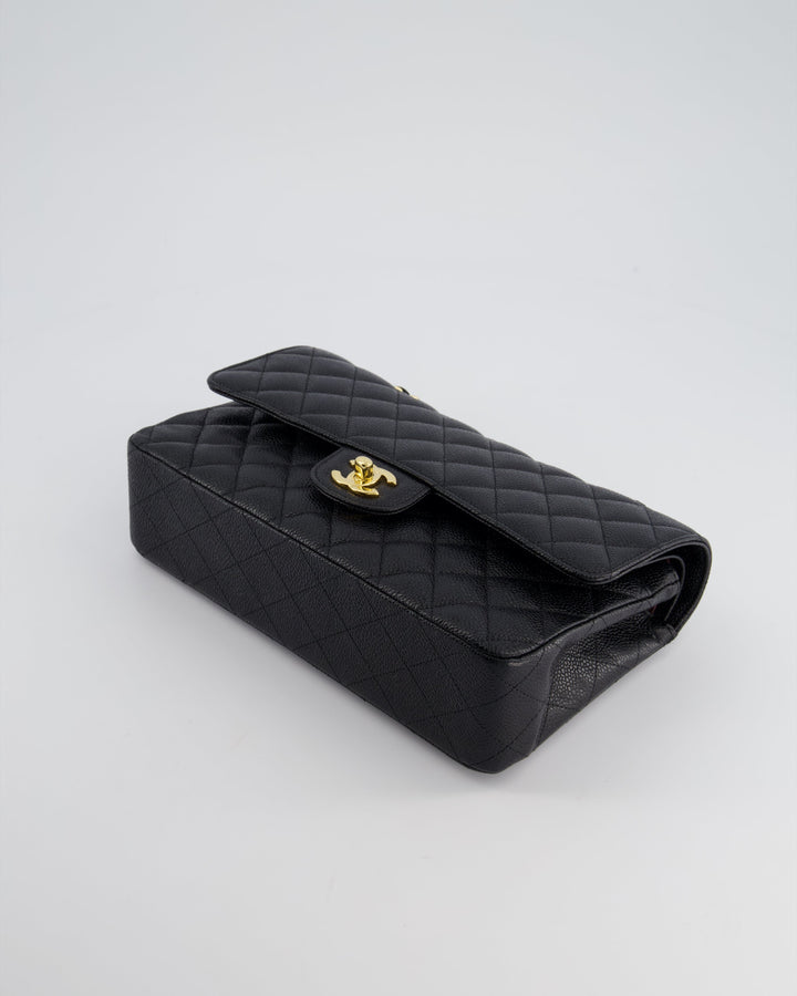 *HOT* Top Quality Chanel Medium Black Classic Double Flap Bag in Caviar Leather with Gold Hardware