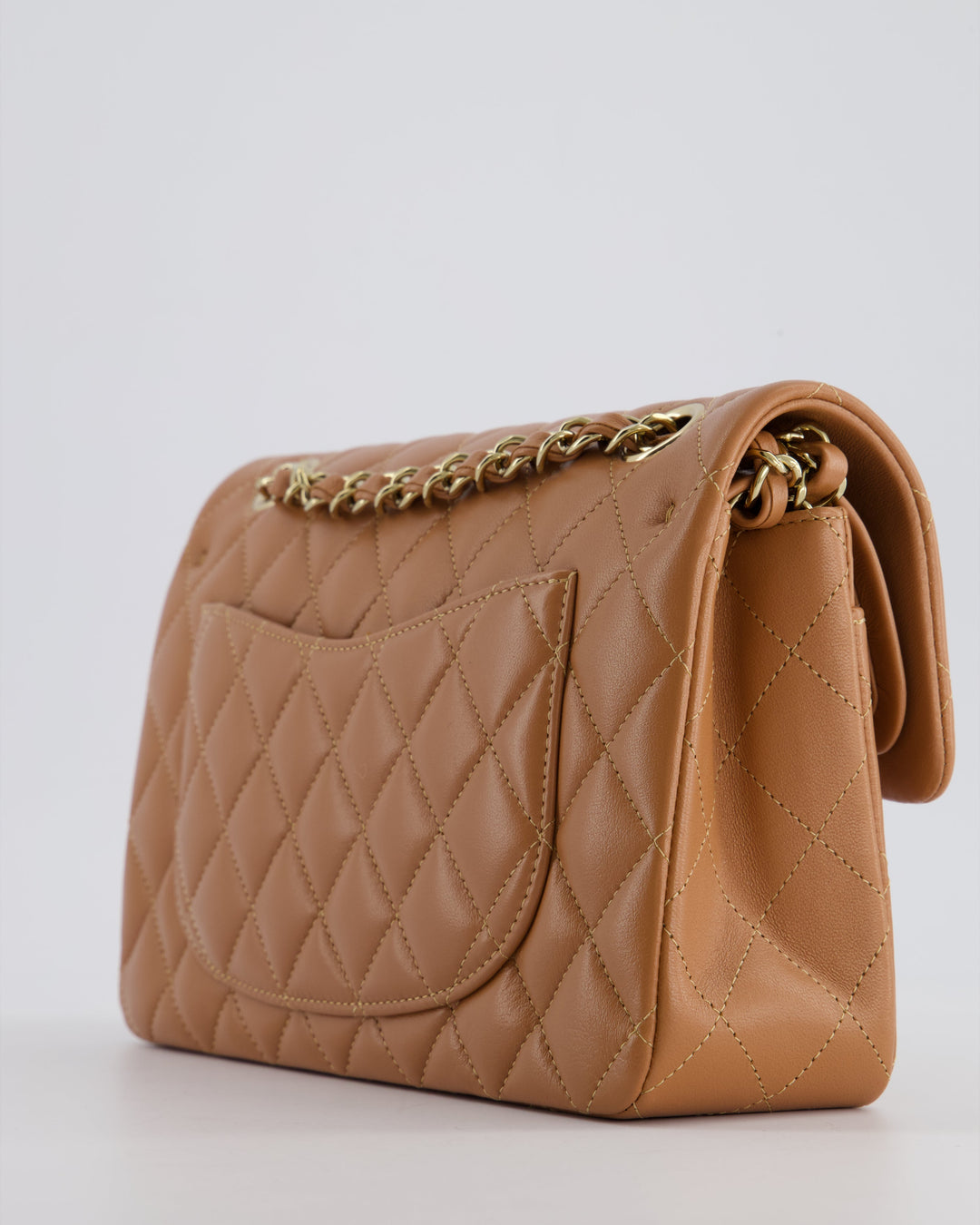 *SUPER RARE* Top Quality Chanel 22S Caramel Brown Small Double Flap Bag in Lambskin Leather with Champagne Gold Hardware