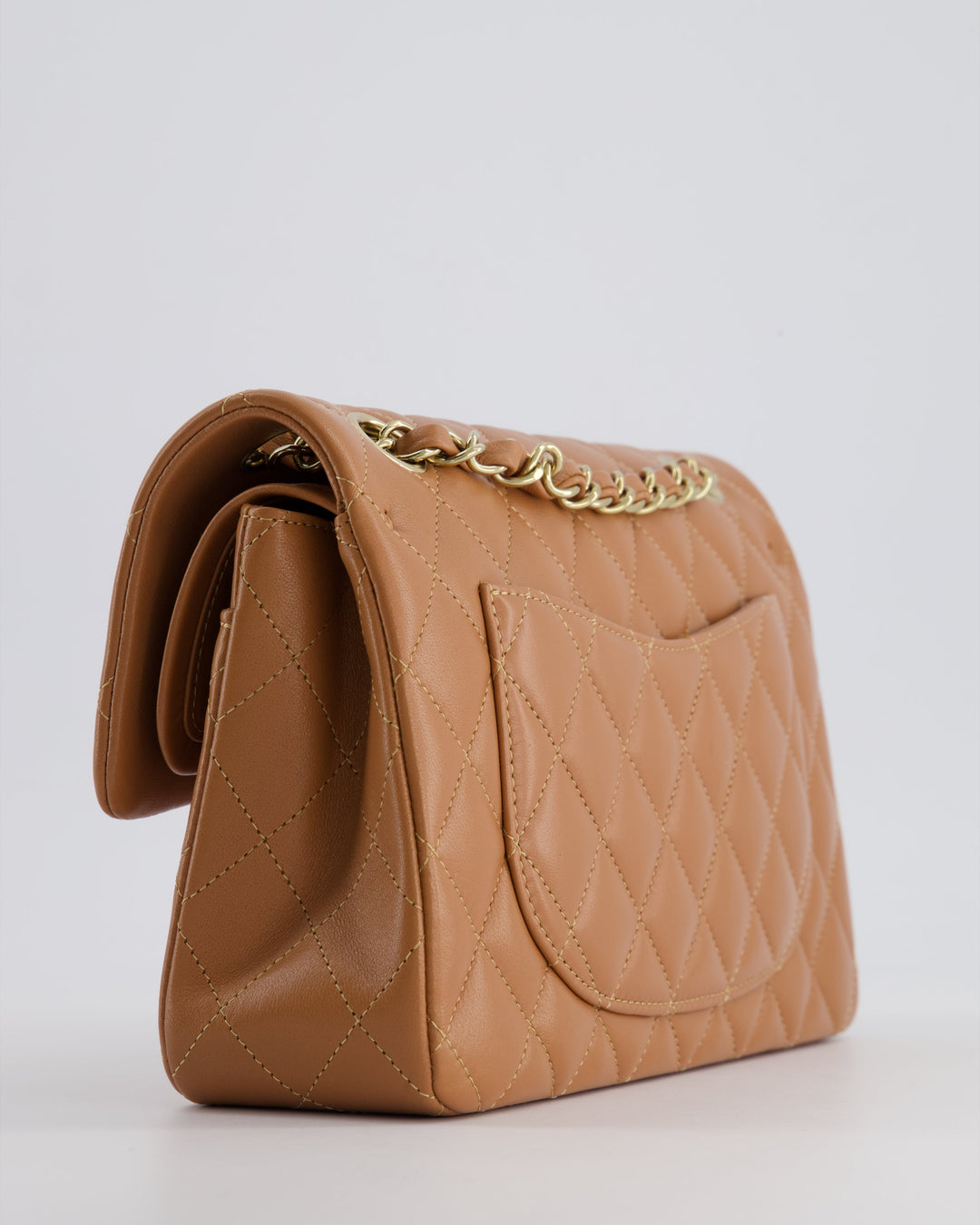 *SUPER RARE* Top Quality Chanel 22S Caramel Brown Small Double Flap Bag in Lambskin Leather with Champagne Gold Hardware