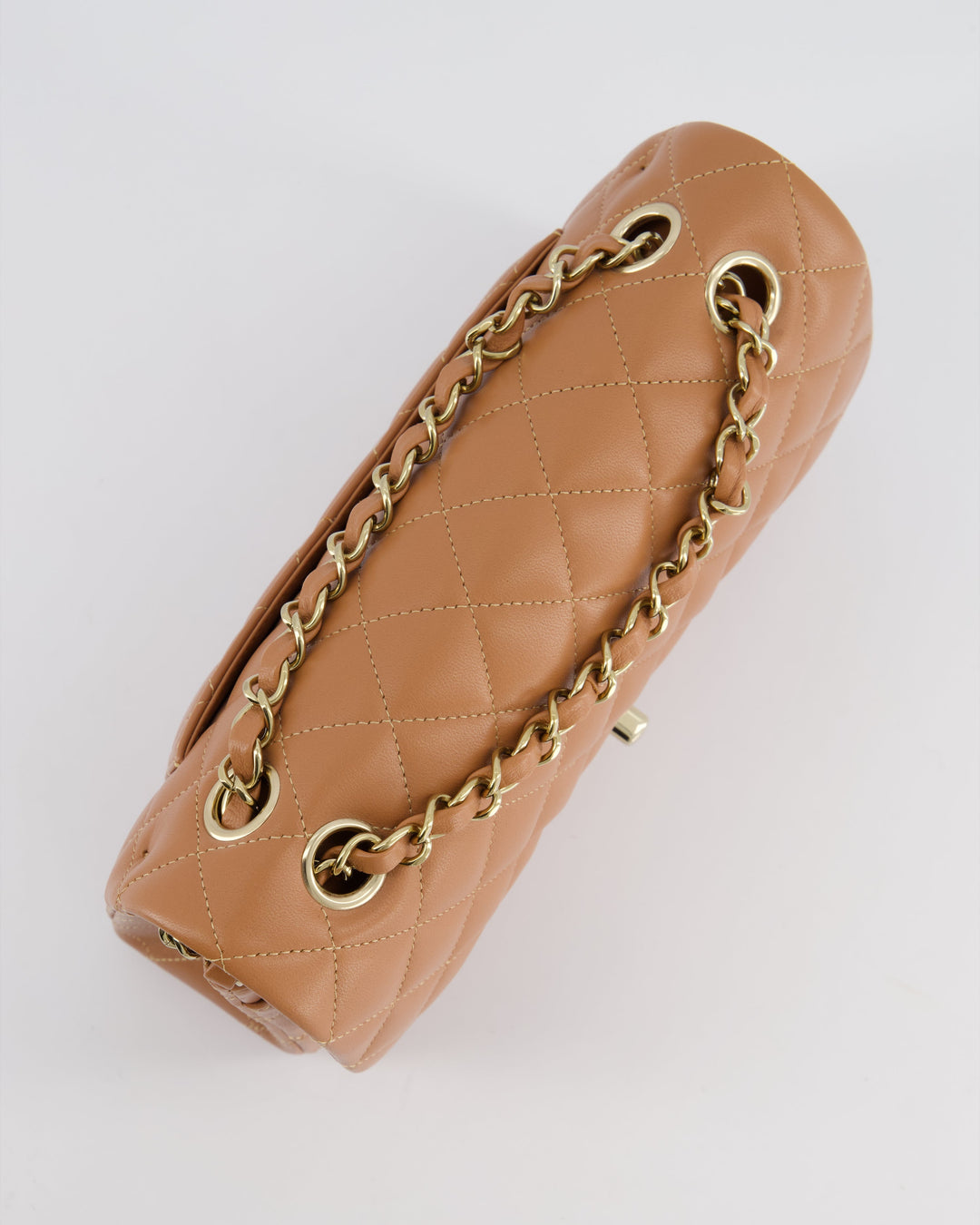 *SUPER RARE* Top Quality Chanel 22S Caramel Brown Small Double Flap Bag in Lambskin Leather with Champagne Gold Hardware