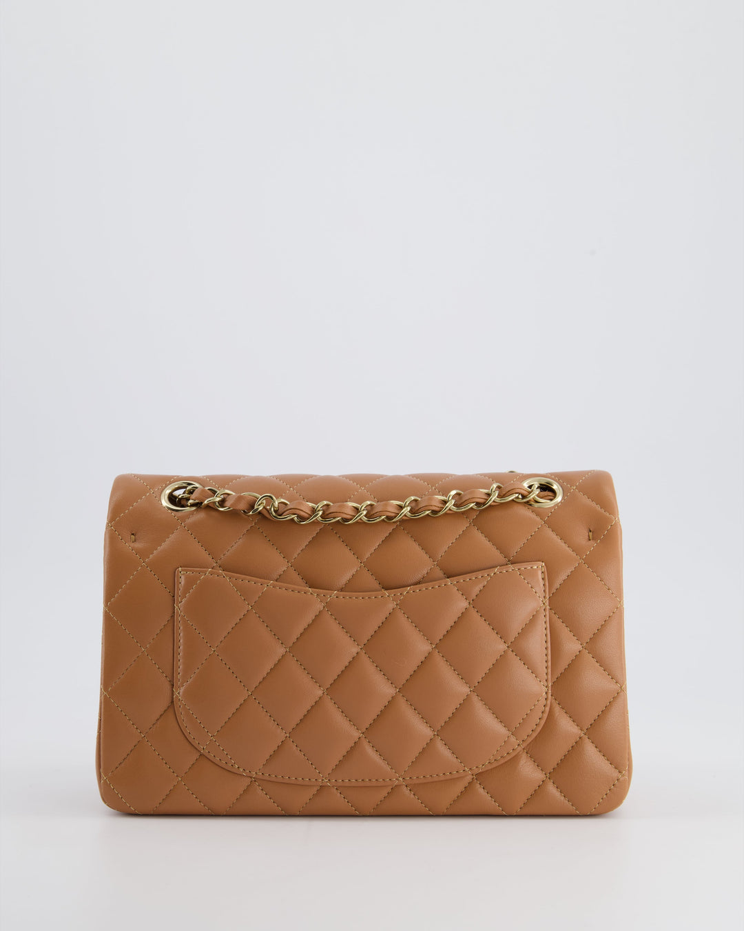 *SUPER RARE* Top Quality Chanel 22S Caramel Brown Small Double Flap Bag in Lambskin Leather with Champagne Gold Hardware