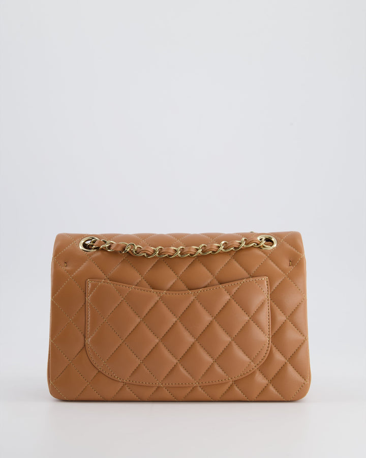 *SUPER RARE* Top Quality Chanel 22S Caramel Brown Small Double Flap Bag in Lambskin Leather with Champagne Gold Hardware