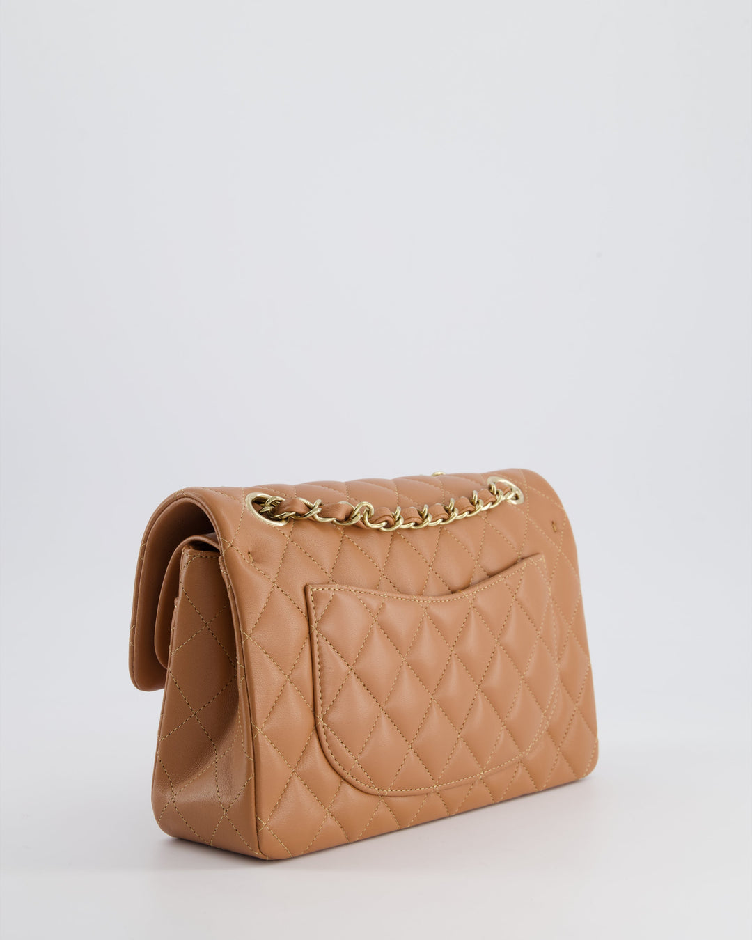 *SUPER RARE* Top Quality Chanel 22S Caramel Brown Small Double Flap Bag in Lambskin Leather with Champagne Gold Hardware