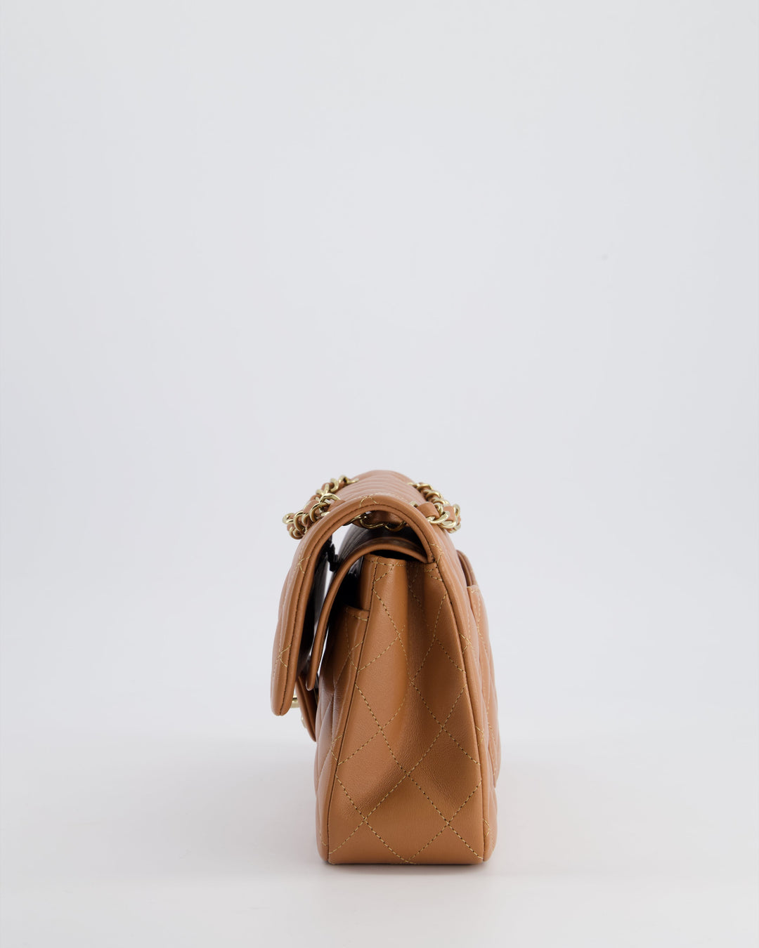 *SUPER RARE* Top Quality Chanel 22S Caramel Brown Small Double Flap Bag in Lambskin Leather with Champagne Gold Hardware