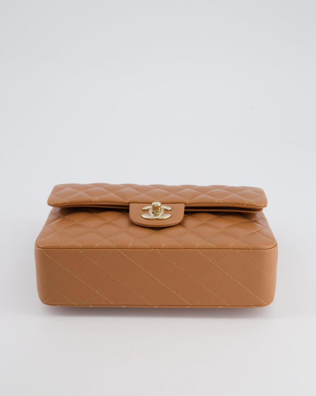 *SUPER RARE* Top Quality Chanel 22S Caramel Brown Small Double Flap Bag in Lambskin Leather with Champagne Gold Hardware
