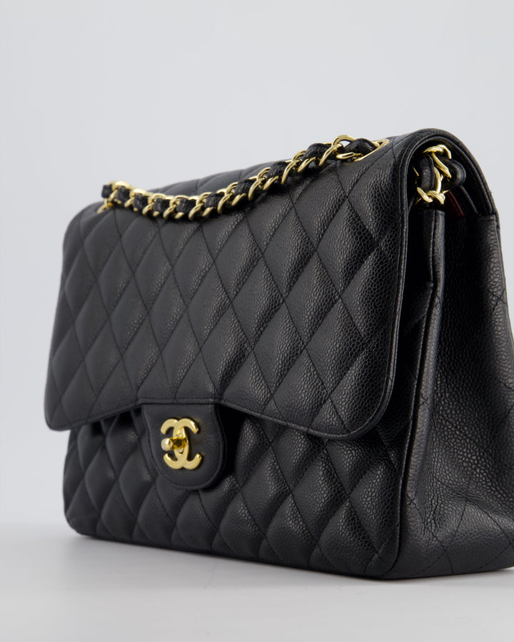 Top Quality Chanel Black Jumbo Classic Double Flap Bag in Caviar Leather with Gold Hardware