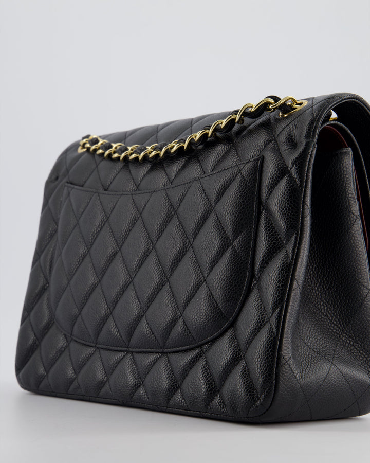 Top Quality Chanel Black Jumbo Classic Double Flap Bag in Caviar Leather with Gold Hardware