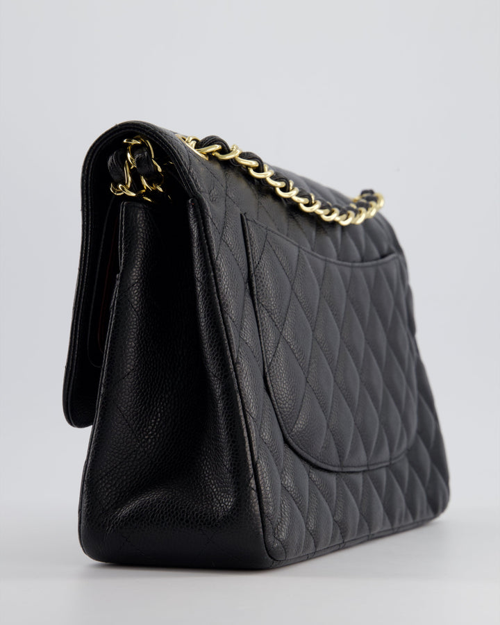 Top Quality Chanel Black Jumbo Classic Double Flap Bag in Caviar Leather with Gold Hardware