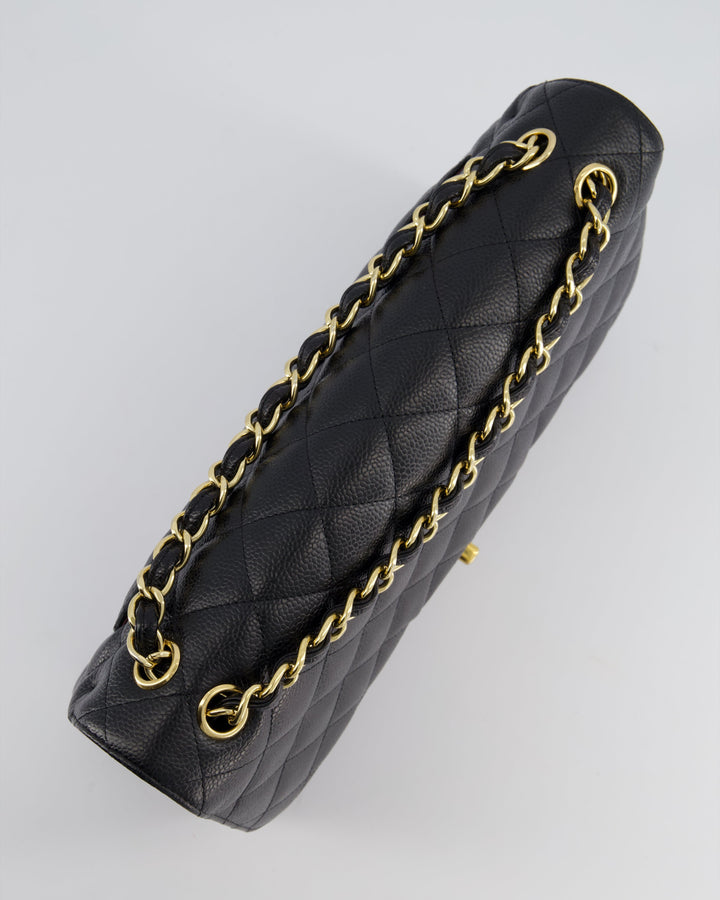 Top Quality Chanel Black Jumbo Classic Double Flap Bag in Caviar Leather with Gold Hardware