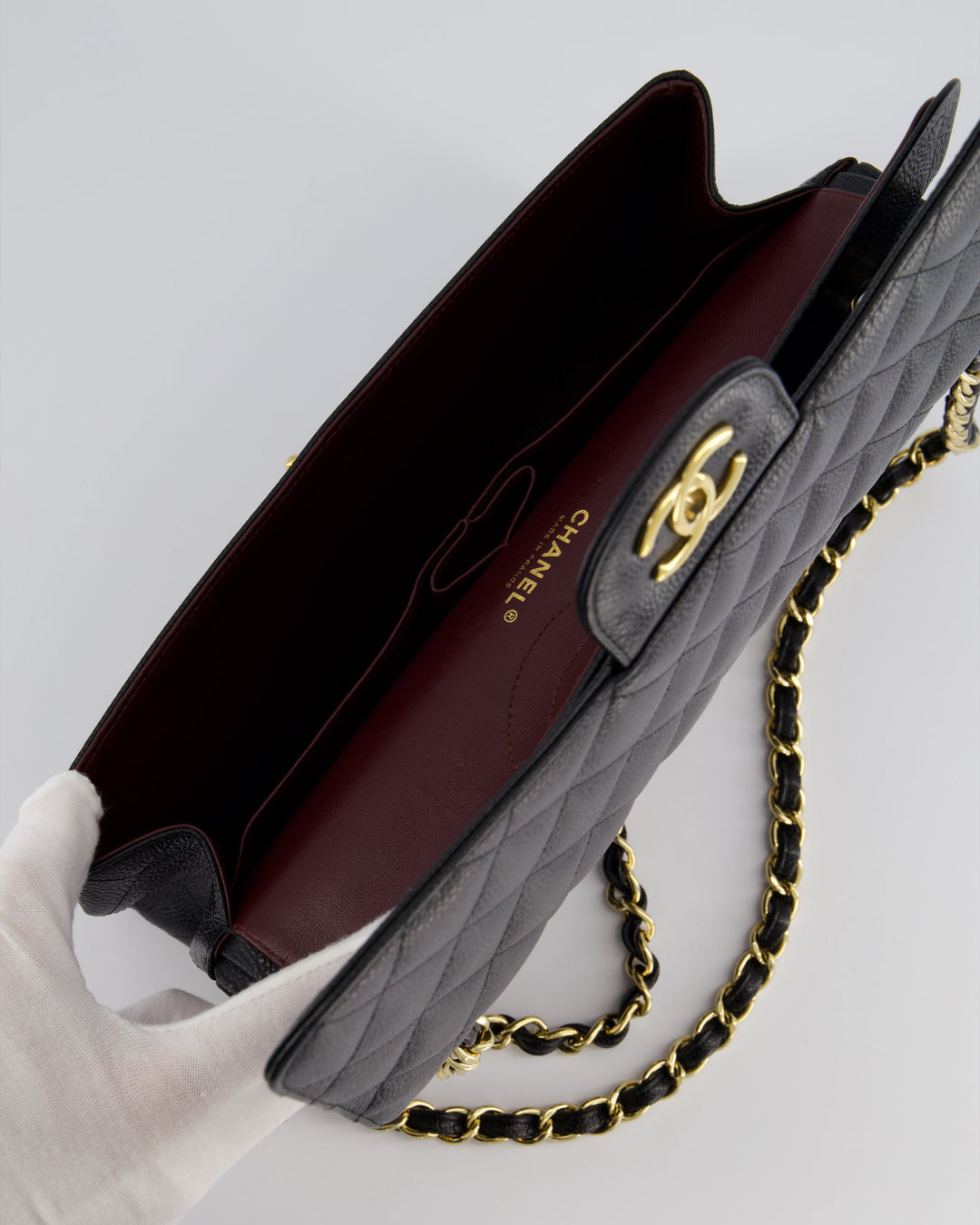 Top Quality Chanel Black Jumbo Classic Double Flap Bag in Caviar Leather with Gold Hardware