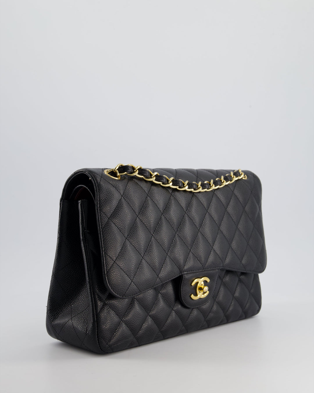 Top Quality Chanel Black Jumbo Classic Double Flap Bag in Caviar Leather with Gold Hardware