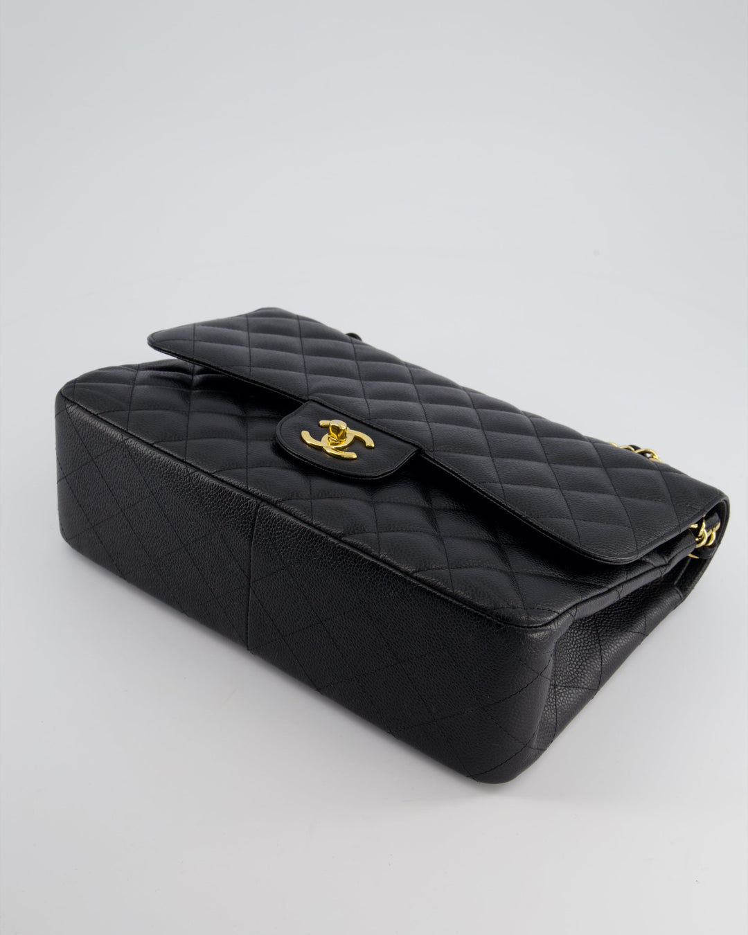 Top Quality Chanel Black Jumbo Classic Double Flap Bag in Caviar Leather with Gold Hardware