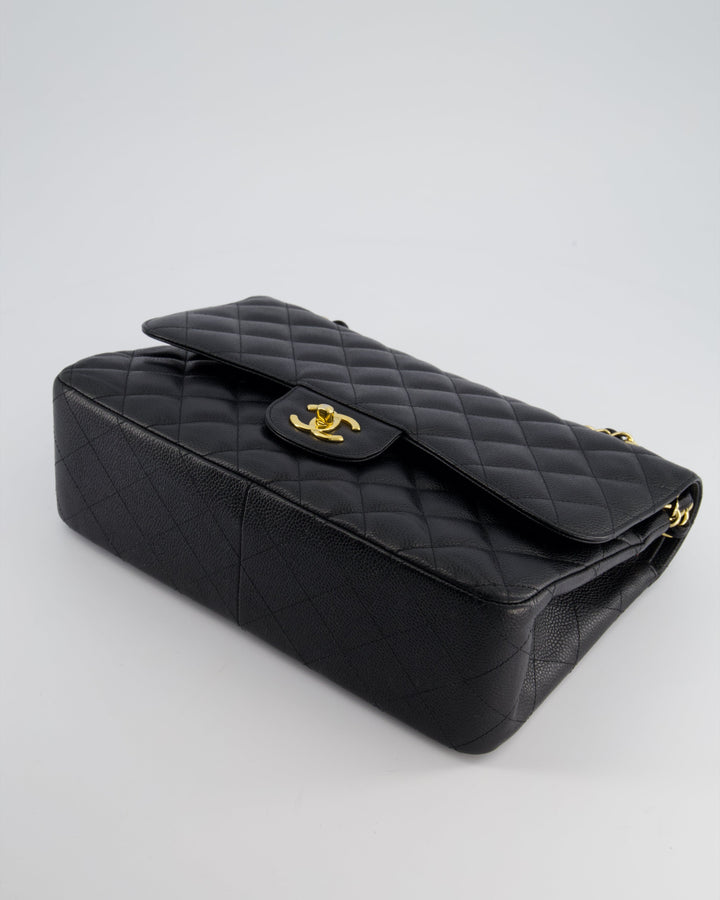 Top Quality Chanel Black Jumbo Classic Double Flap Bag in Caviar Leather with Gold Hardware