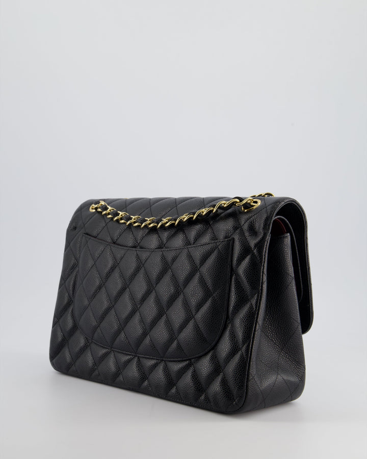 Top Quality Chanel Black Jumbo Classic Double Flap Bag in Caviar Leather with Gold Hardware