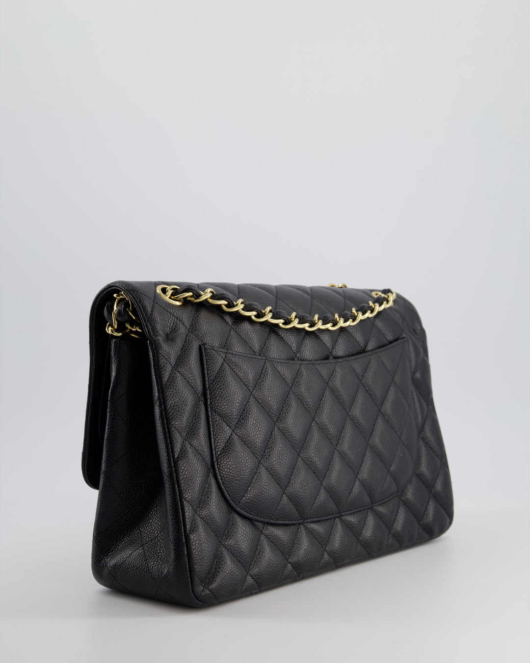 Top Quality Chanel Black Jumbo Classic Double Flap Bag in Caviar Leather with Gold Hardware