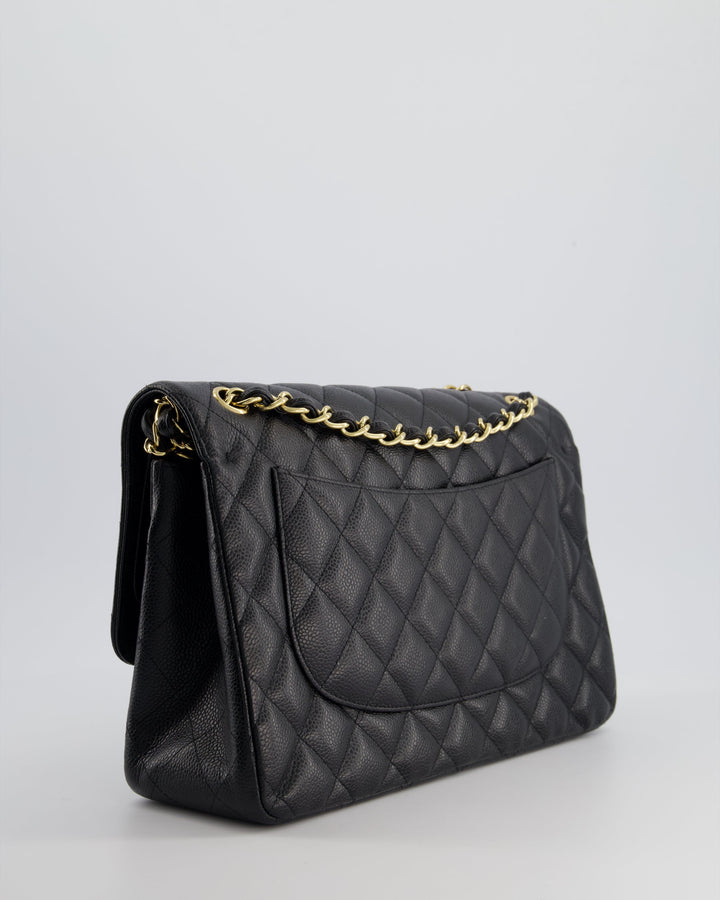 Top Quality Chanel Black Jumbo Classic Double Flap Bag in Caviar Leather with Gold Hardware