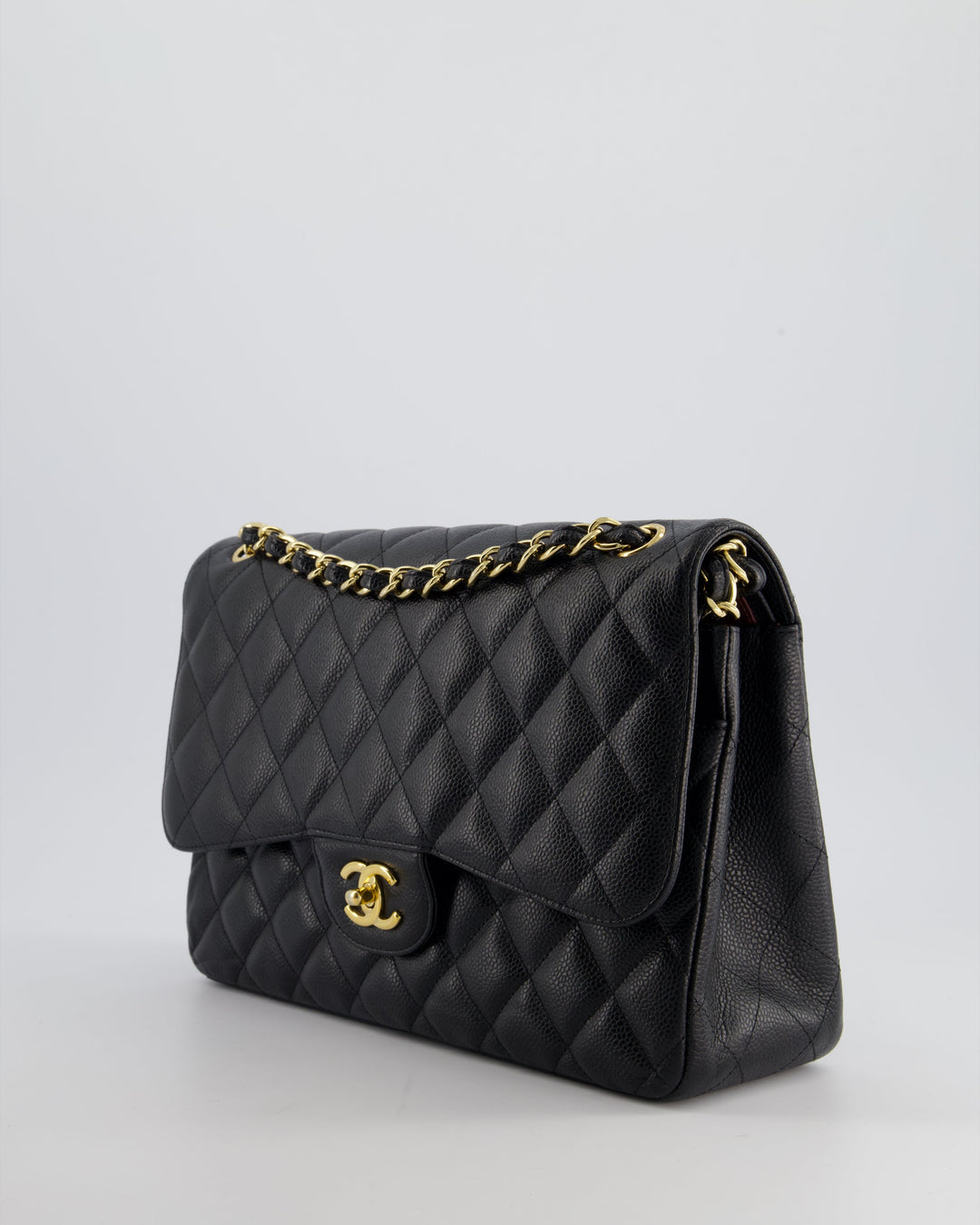 Top Quality Chanel Black Jumbo Classic Double Flap Bag in Caviar Leather with Gold Hardware