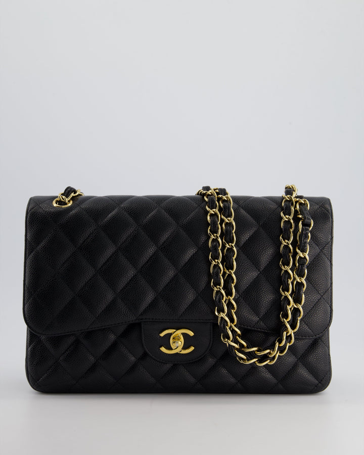 Top Quality Chanel Black Jumbo Classic Double Flap Bag in Caviar Leather with Gold Hardware