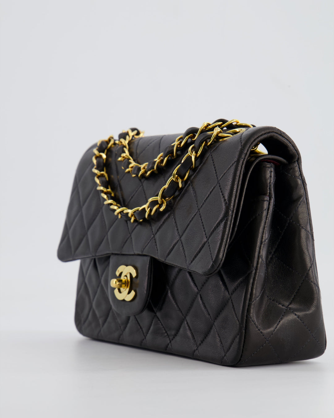 Top Quality Chanel Black Vintage Classic Small Double Flap Bag in Lambskin Leather with 24K Gold Hardware