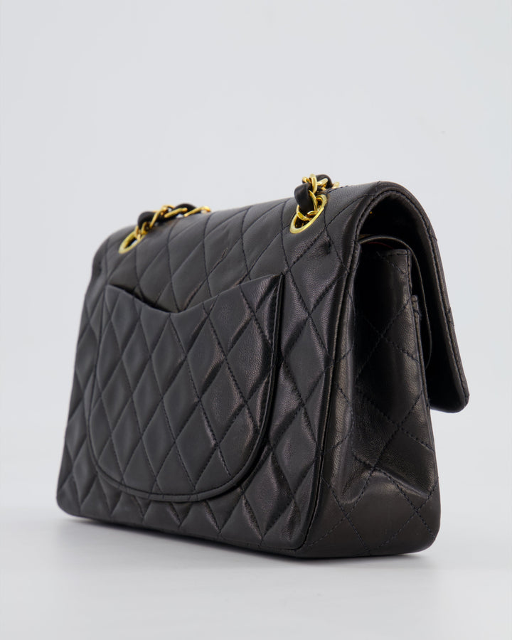 Top Quality Chanel Black Vintage Classic Small Double Flap Bag in Lambskin Leather with 24K Gold Hardware