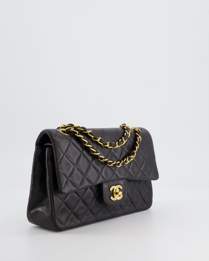 Top Quality Chanel Black Vintage Classic Small Double Flap Bag in Lambskin Leather with 24K Gold Hardware