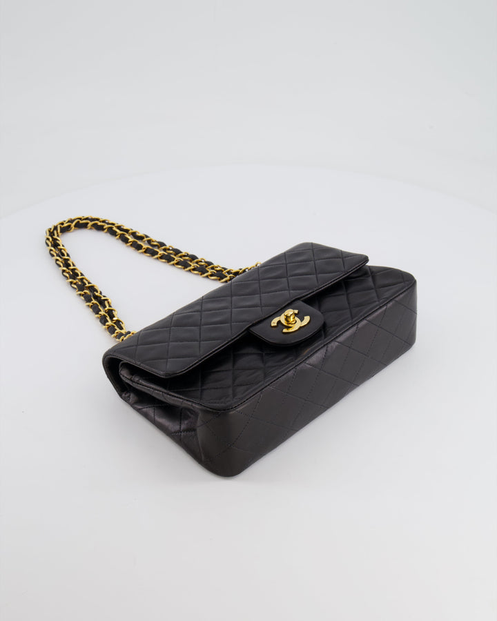 Top Quality Chanel Black Vintage Classic Small Double Flap Bag in Lambskin Leather with 24K Gold Hardware