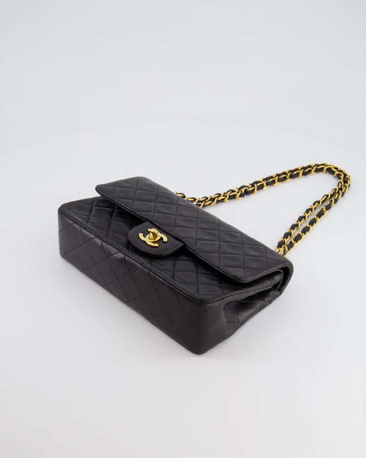 Top Quality Chanel Black Vintage Classic Small Double Flap Bag in Lambskin Leather with 24K Gold Hardware