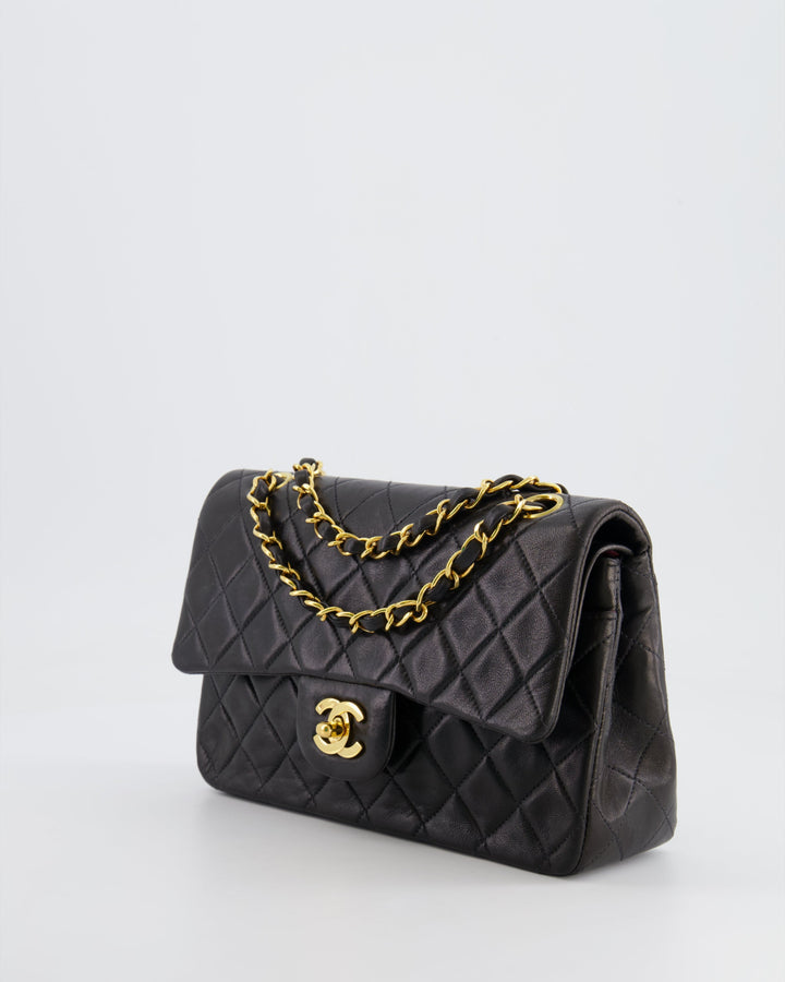 Top Quality Chanel Black Vintage Classic Small Double Flap Bag in Lambskin Leather with 24K Gold Hardware