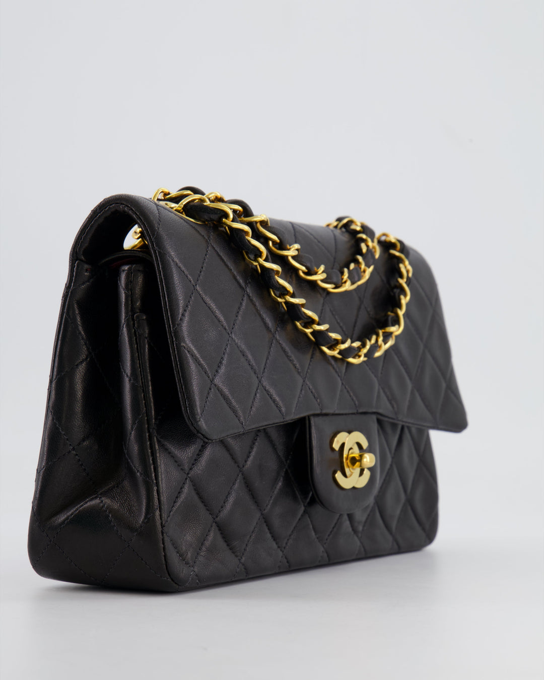 Top Quality Chanel Black Vintage Classic Small Double Flap Bag in Lambskin Leather with 24K Gold Hardware