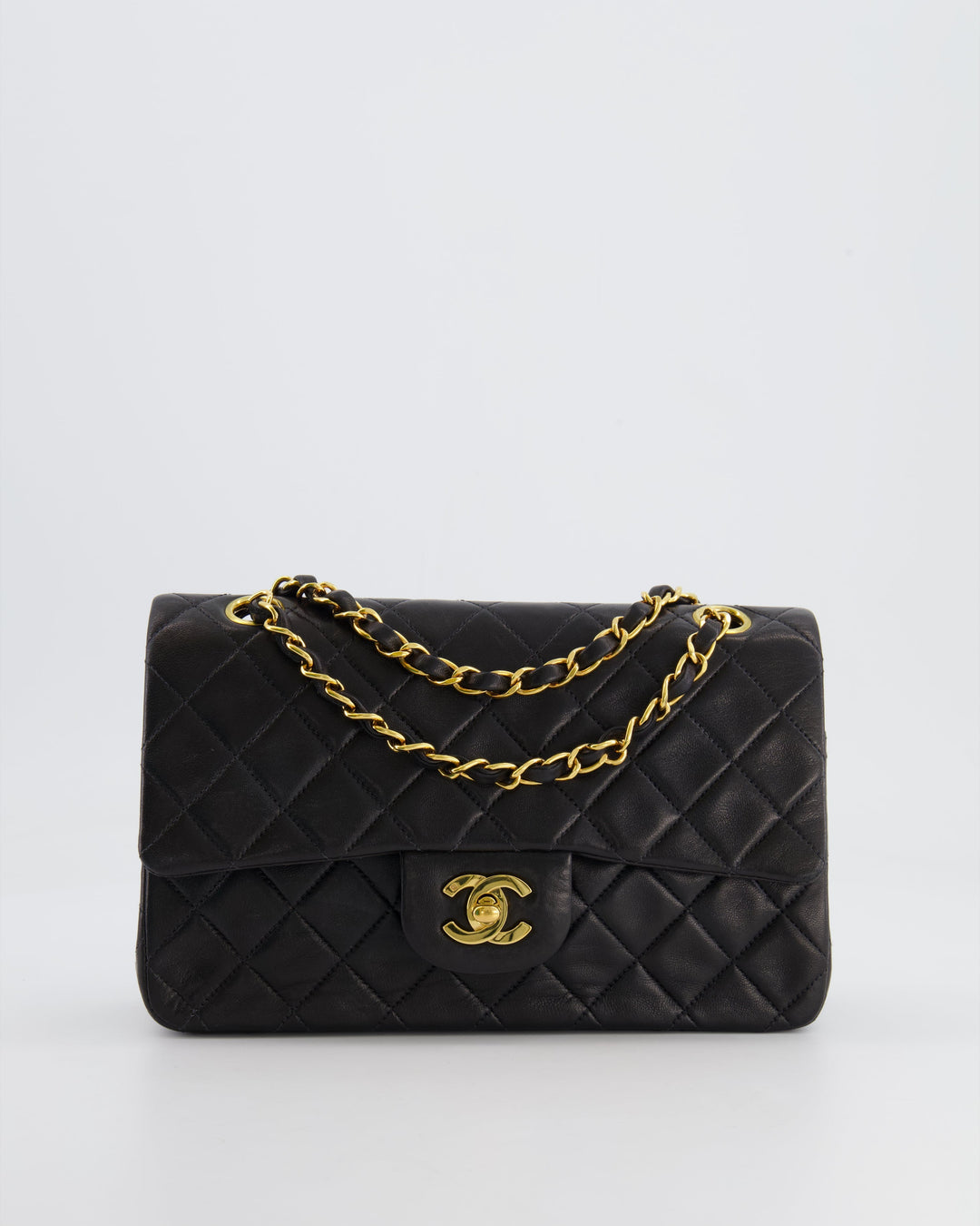 Top Quality Chanel Black Vintage Classic Small Double Flap Bag in Lambskin Leather with 24K Gold Hardware