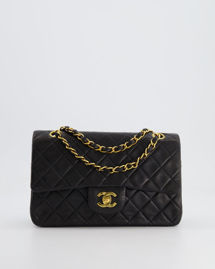 Top Quality Chanel Black Vintage Classic Small Double Flap Bag in Lambskin Leather with 24K Gold Hardware
