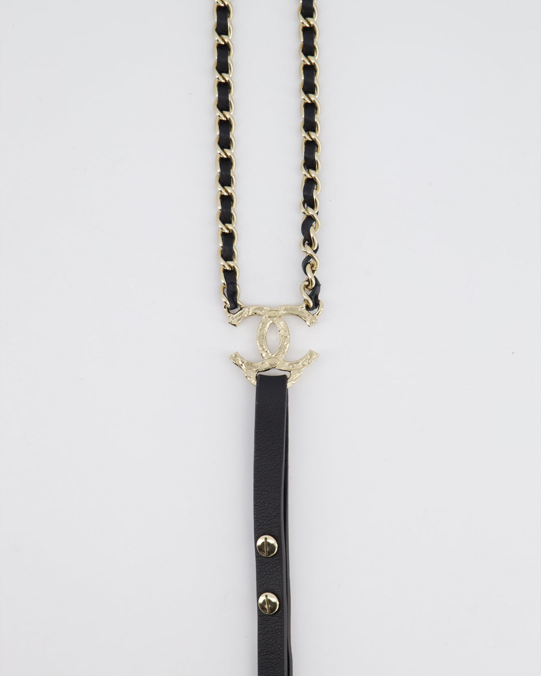 Top Quality Chanel Leather and Silver Chain Suspenders With CC Logo Detail