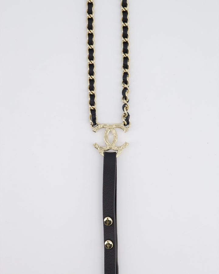 Top Quality Chanel Leather and Silver Chain Suspenders With CC Logo Detail